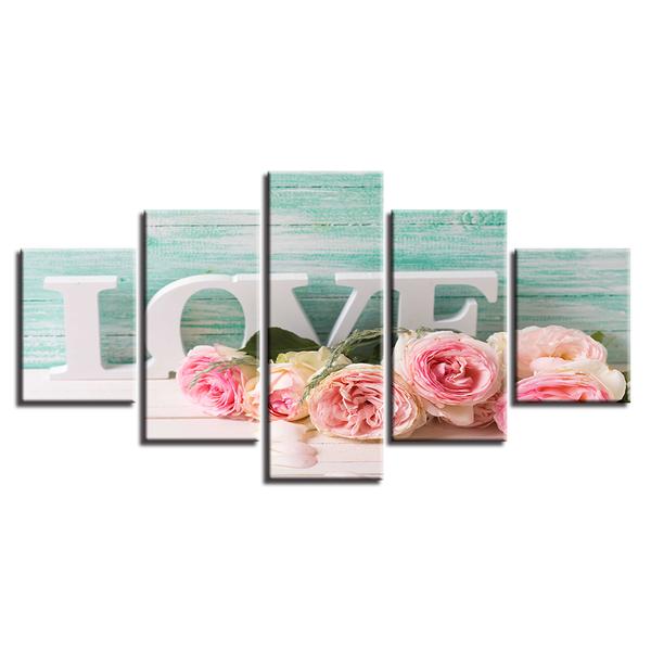 Roses And Letters Love – Abstract Canvas Wall Art