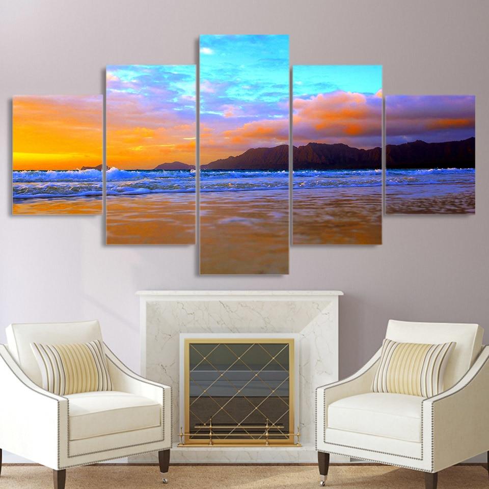 Rosy Coulds Beach Seascape – Space Canvas Wall Art