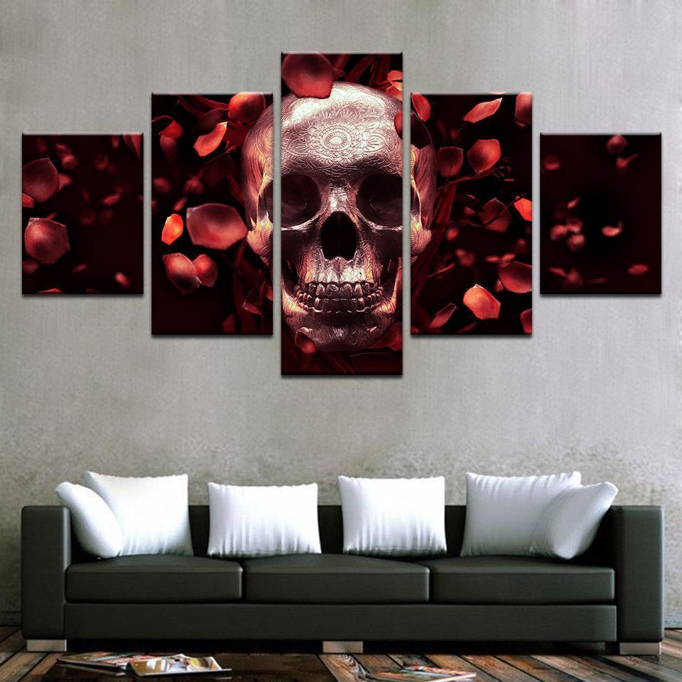 Rosy Skull – Halloween Canvas Wall Art