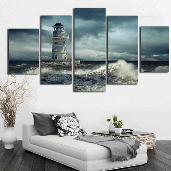 Rough Seas Lighthouse – Nature Canvas Wall Art