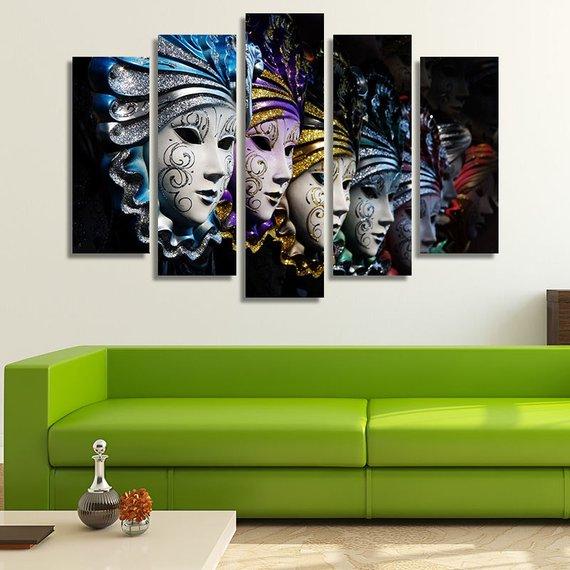 Row Of Venetian Masks – Religion Canvas Wall Art