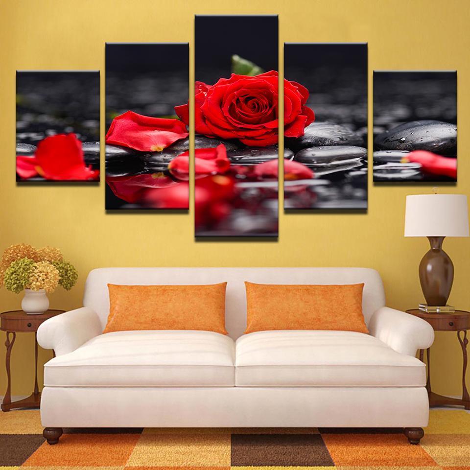 Rrose Flowers Stone Petal – Nature Canvas Wall Art