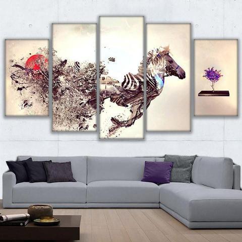Run Zebra – Abstract Animal Canvas Wall Art
