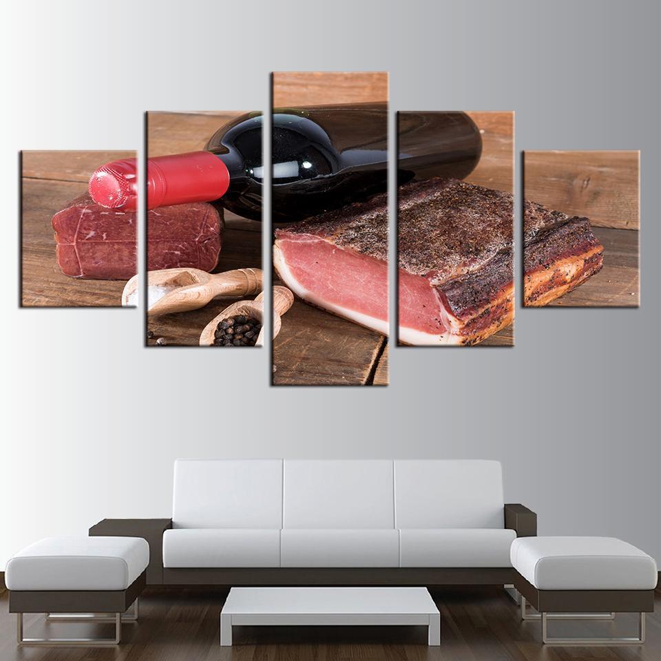 Rwine And Meat Kitchen Food Restaurant – Wine Canvas Wall Art