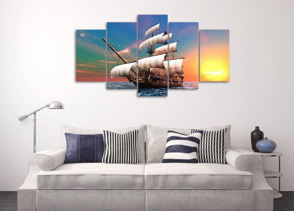 Sailboat Dawn The Sea – Movie Canvas Wall Art