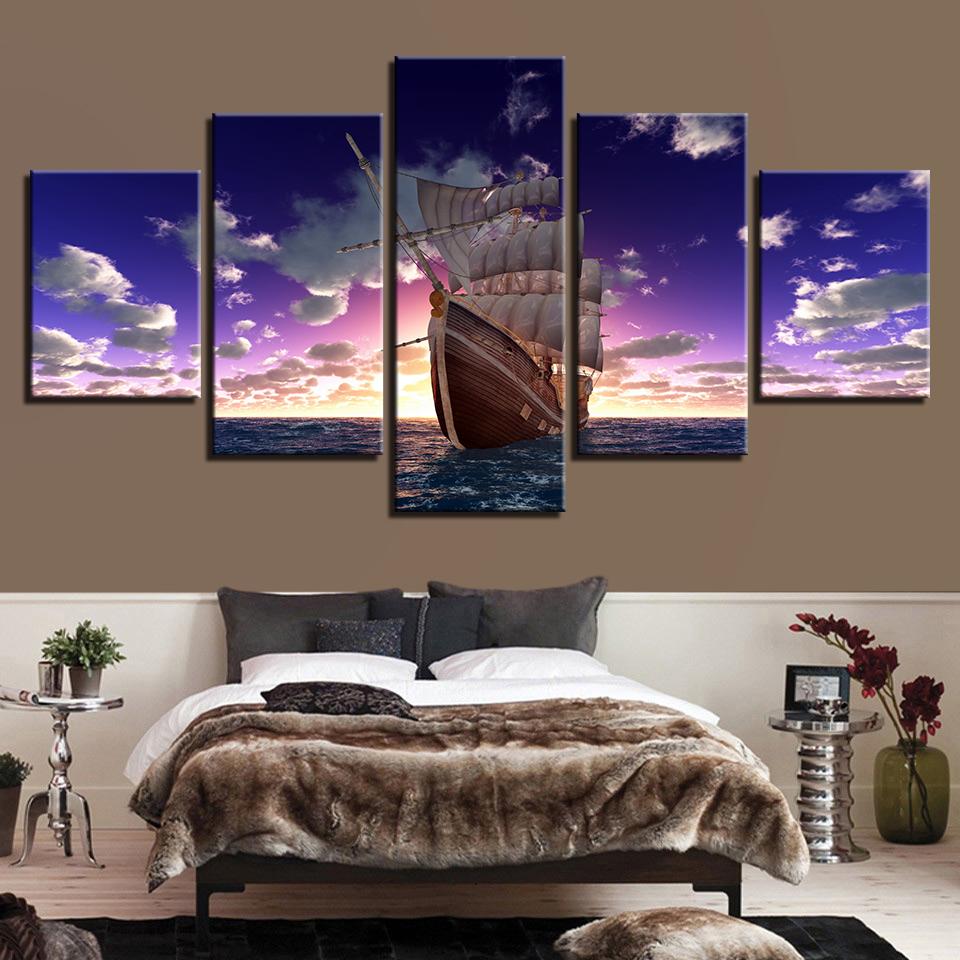 Sailboat Sunset Seascape – Nature Canvas Wall Art