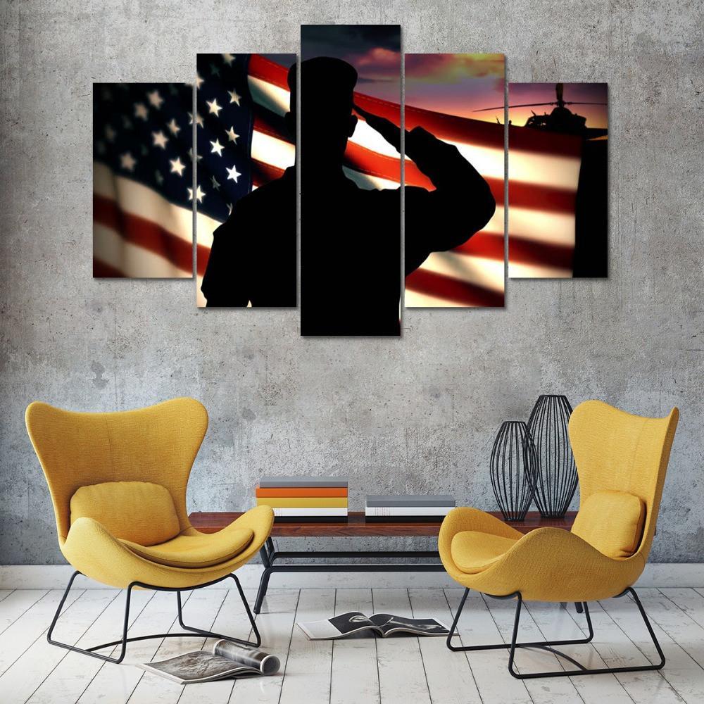Salute To Usa Flag – Army Canvas Wall Art