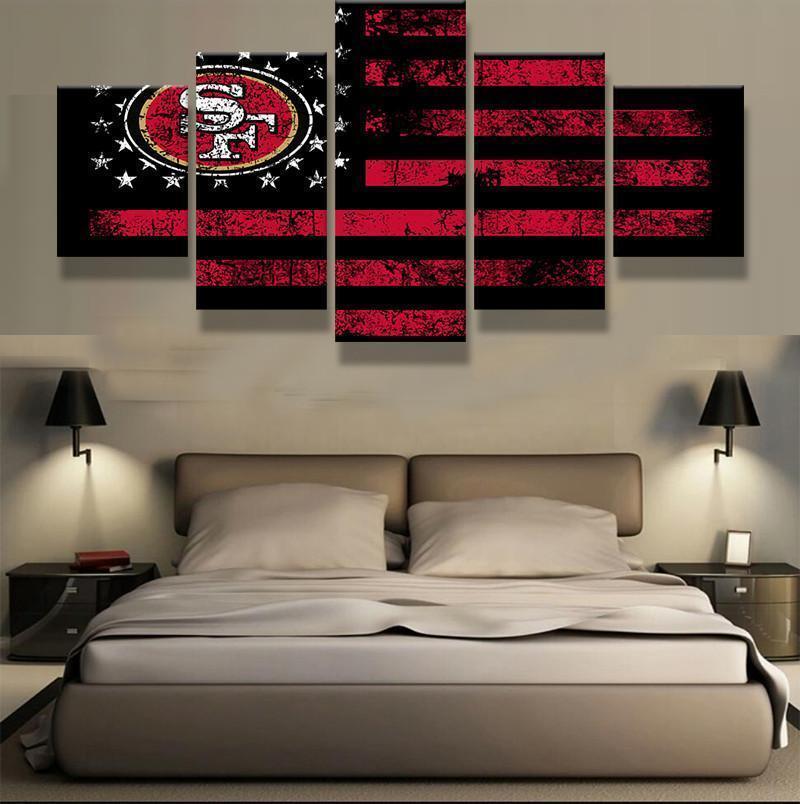 San Francisco 49Ers Logo American Flag Football – Canvas Wall Art