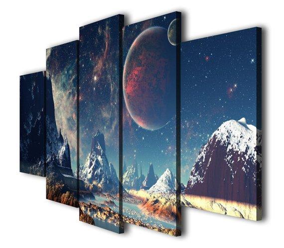 Saturn Alien Planet Landscape – Space Canvas Wall Art
