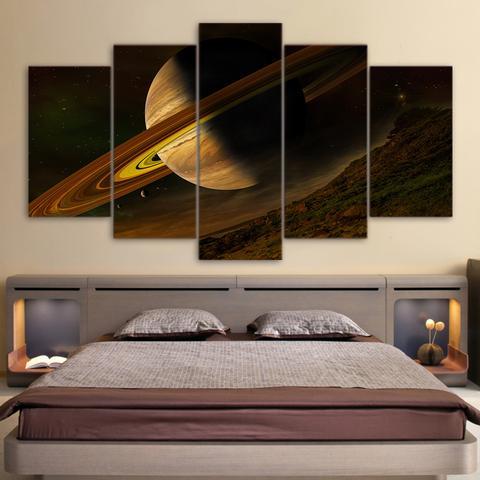 Saturn Planet And Mountain – Nature Canvas Wall Art