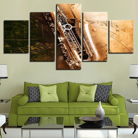 Saxophone And Sheet – Music Canvas Wall Art