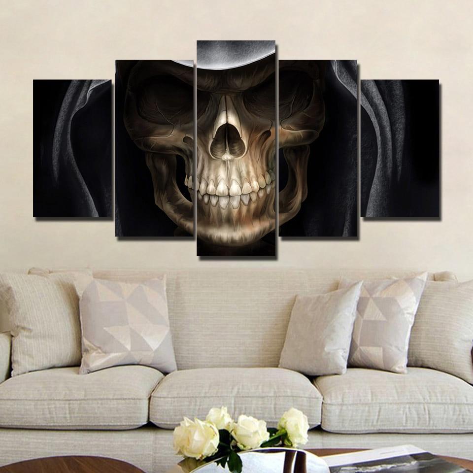 Scared Skull In Dark – Abstract Canvas Wall Art