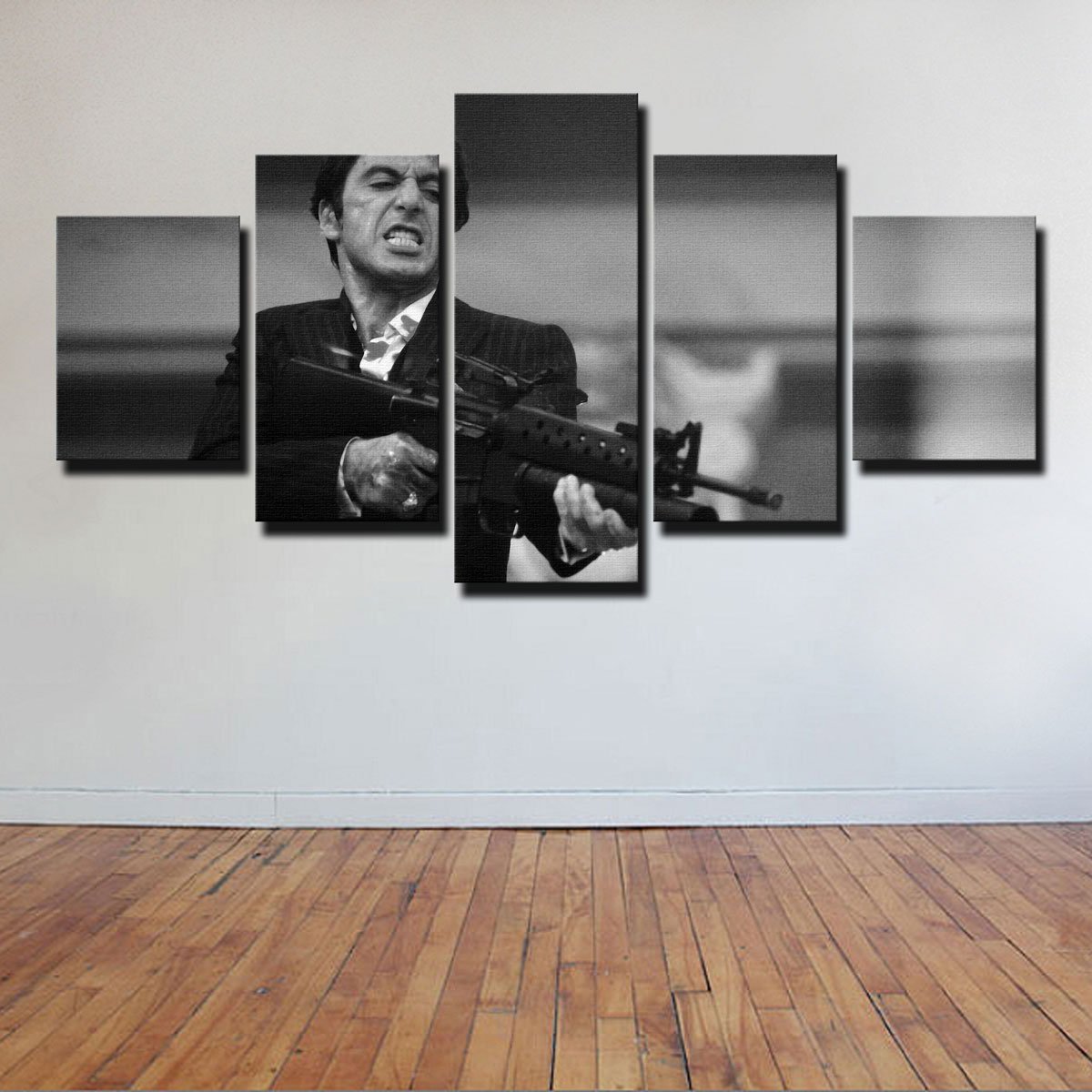 Scarface Black And White Tony Montana Movie Canvas Wall Art