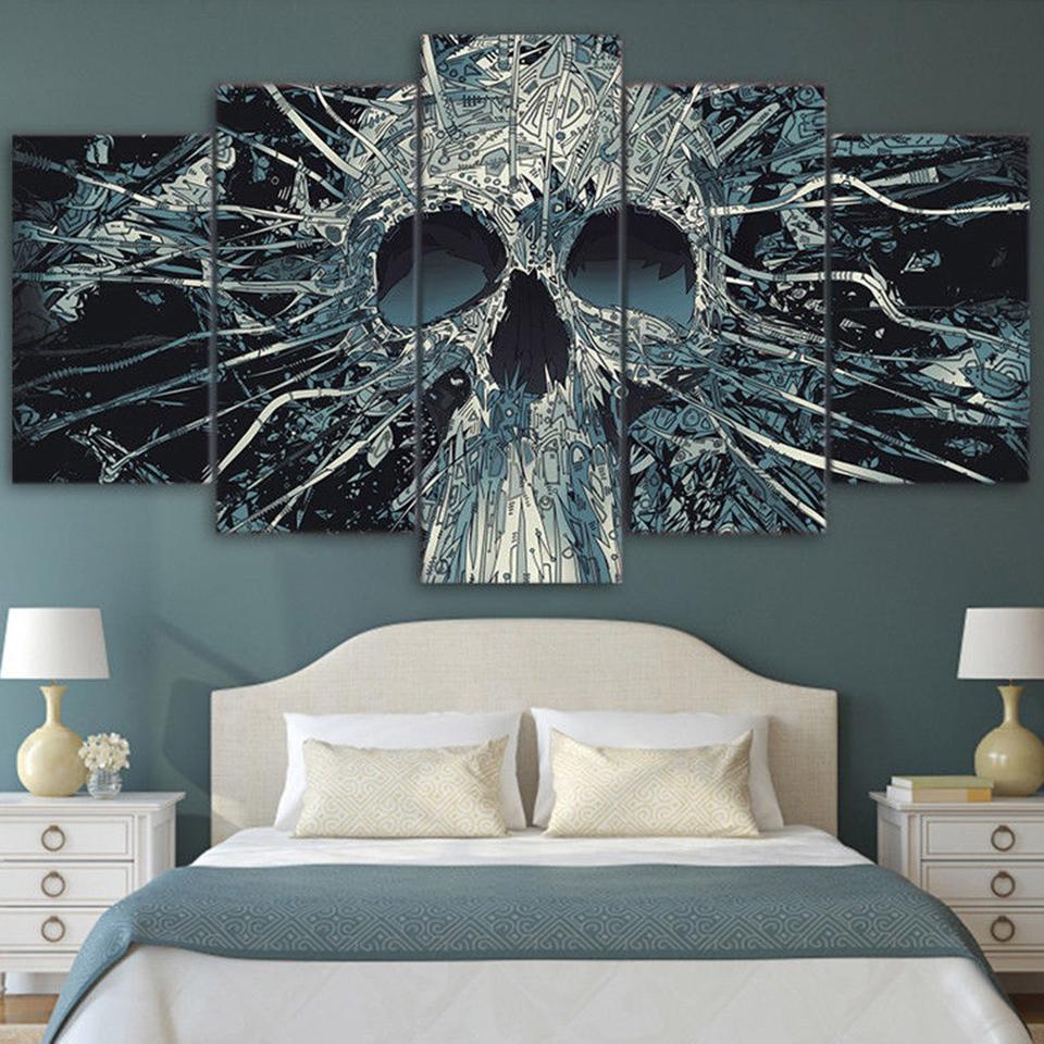 Scary Skull Mask Skeleton King Abstract – Abstract Canvas Wall Art