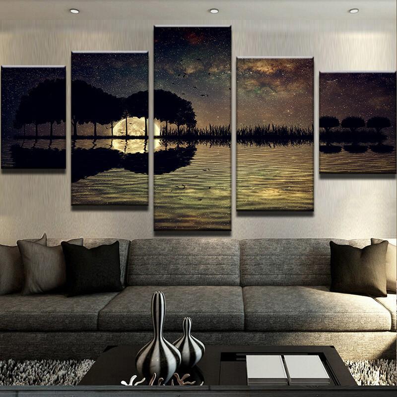Scenic Dark Guitar Sunset – Nature Canvas Wall Art