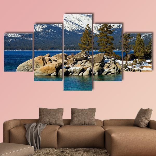 Scenic Lake Tahoe In Winter – Nature Canvas Wall Art