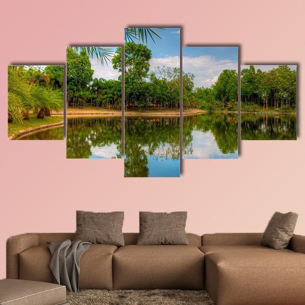 Scenic Lake View With Garden 1 – Nature Canvas Wall Art