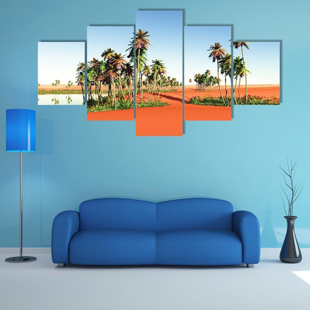Scenic View Of African Oasis – Nature Canvas Wall Art