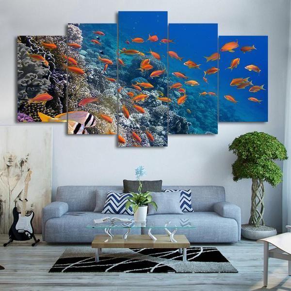School Of Fish Underwater – Animal Canvas Wall Art
