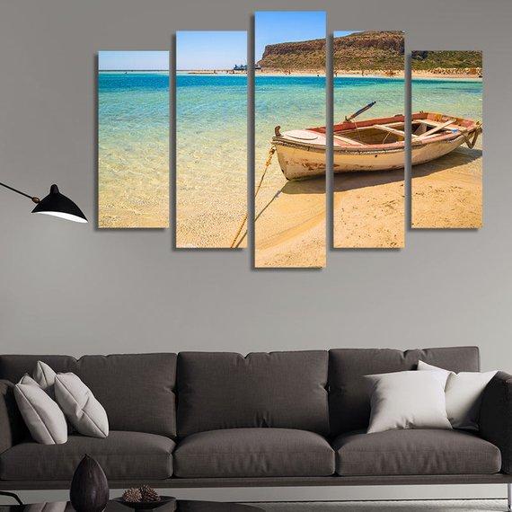 Sea And Boat – Space Canvas Wall Art