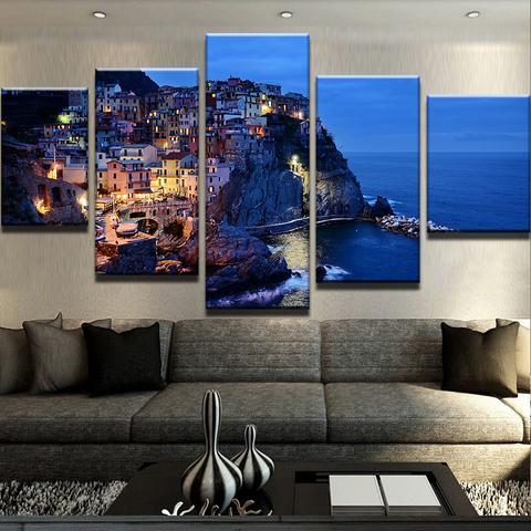 Sea Cliff At Night – Nature Canvas Wall Art