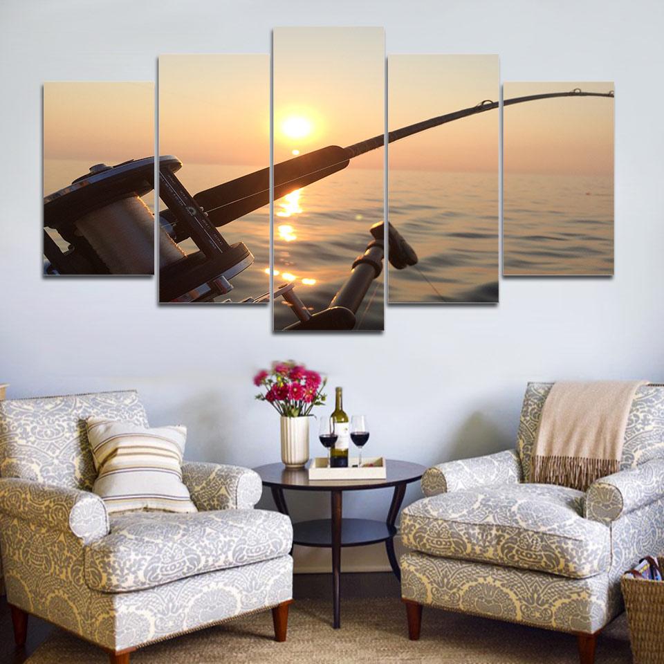 Sea Fishing Sunset – Fishing Canvas Wall Art