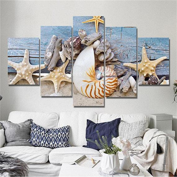 Sea Shell Beach Ocean – Nature Canvas Wall Art