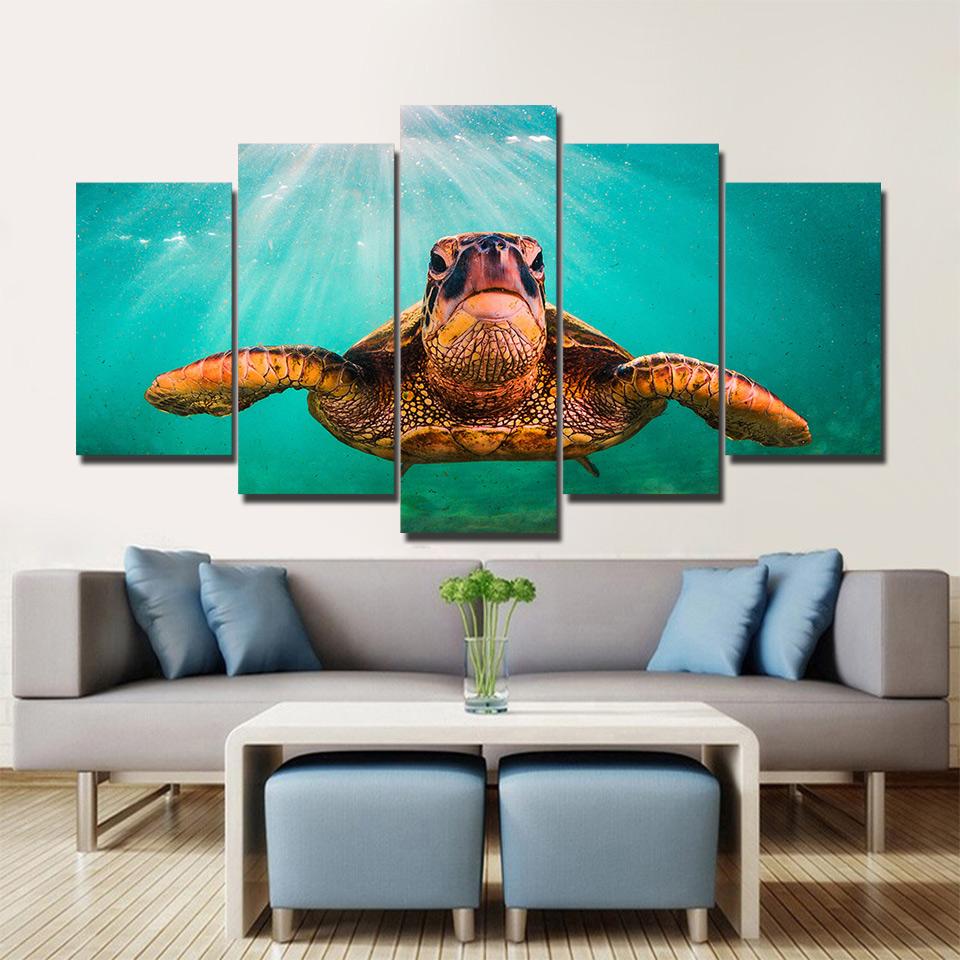 Sea Turtle In The Sunshine – Animal Canvas Wall Art