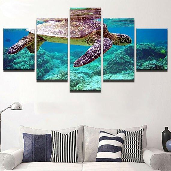 Sea Turtle Reef 01 – Animal Canvas Wall Art