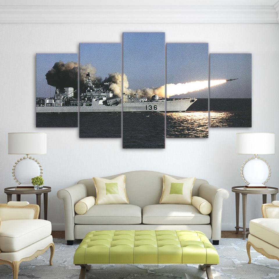 Sea Warship Missile – Ocean Canvas Wall Art