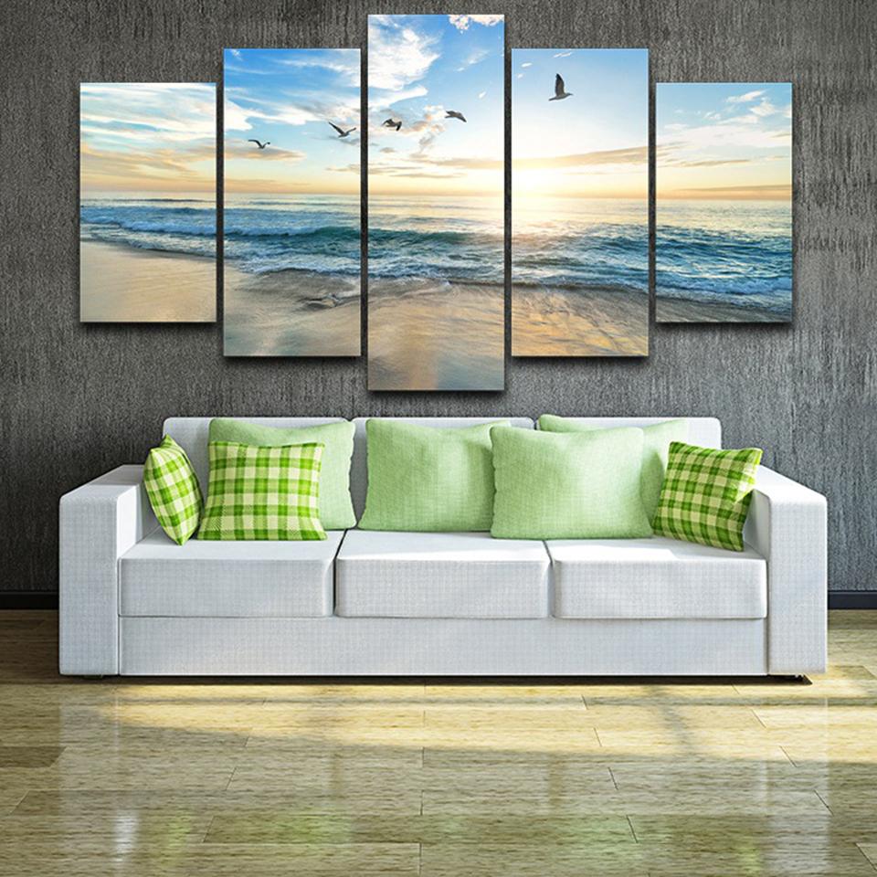 Sea Wave Beach Seagull Birds – Nature Canvas Wall Art