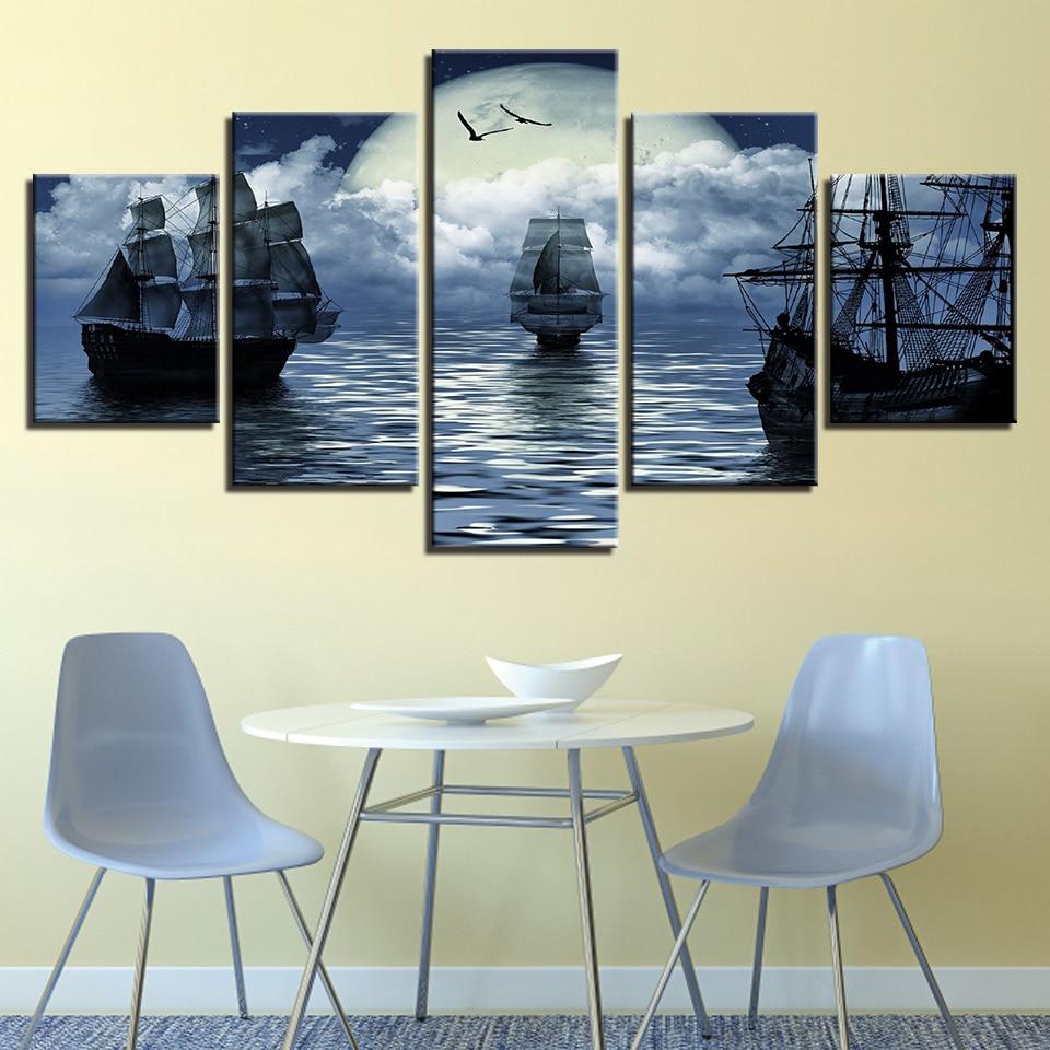 Seagull War Ship On The Sea – Space Canvas Wall Art