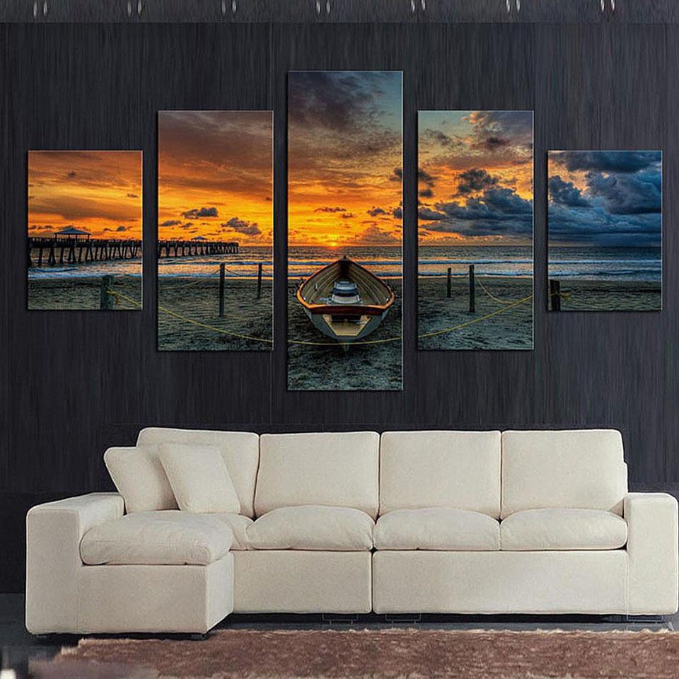 Seascape And Boat 22 – Space Canvas Wall Art