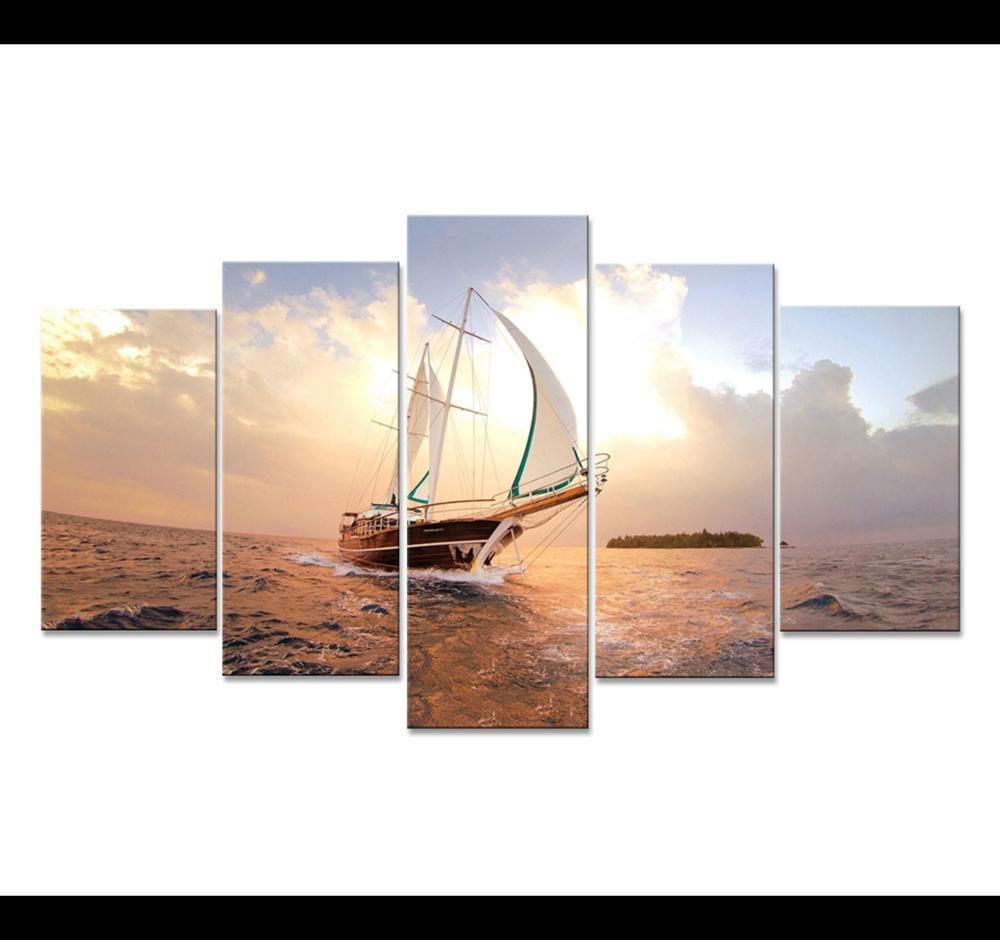 Seascape Sailing Boat – Space Canvas Wall Art