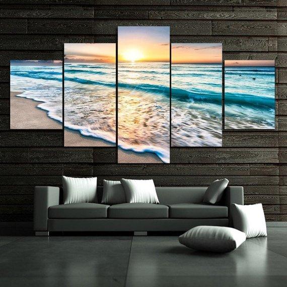 Seascape Sunset Beach Sea Wave 02 – Nature Canvas Wall Art