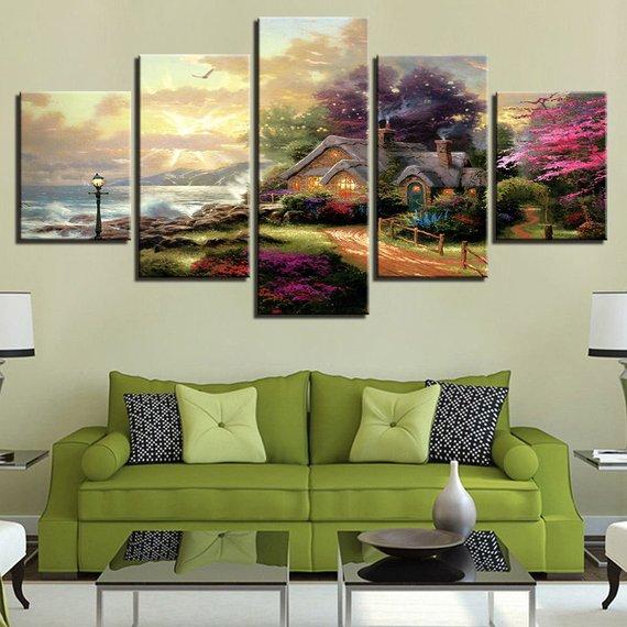 Seashore Cottage Classic Dream World – Abstract Canvas Wall Art