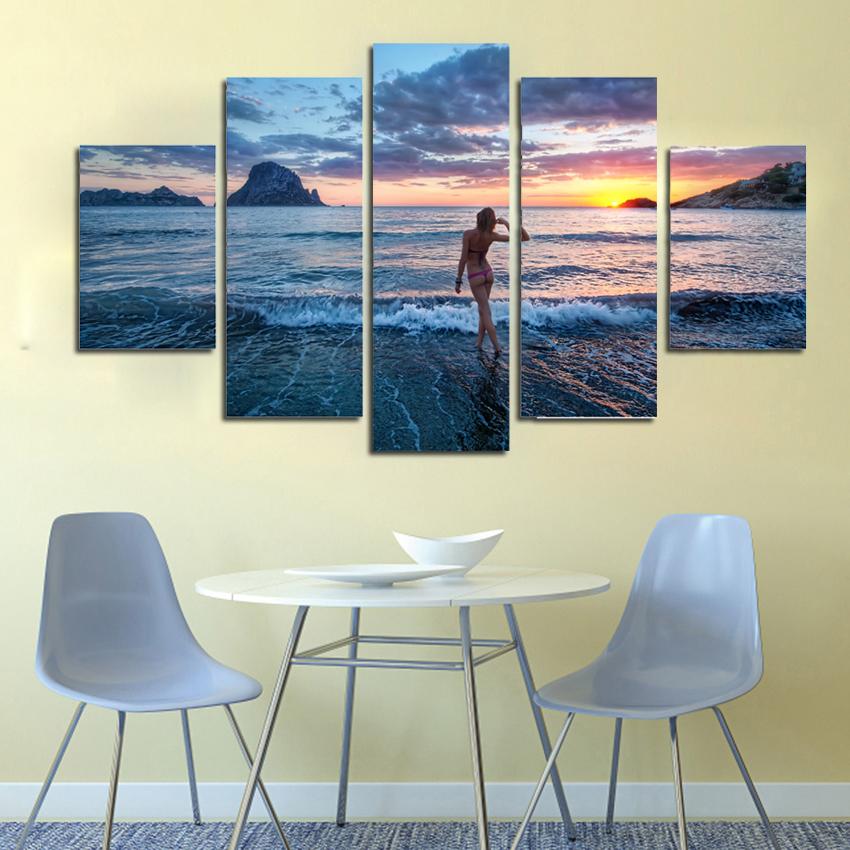 Seaside Sexy Beauty Hot Woman – Abstract Canvas Wall Art