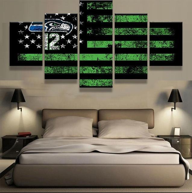 Seattle Seahawks American Flag – Abstract Canvas Wall Art