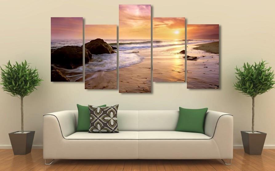 Seaview Seascape Sunset Beach – Nature Canvas Wall Art