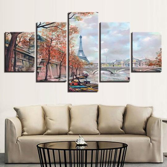 Seine Eiffel Tower Paris France Painting – Nature Canvas Wall Art