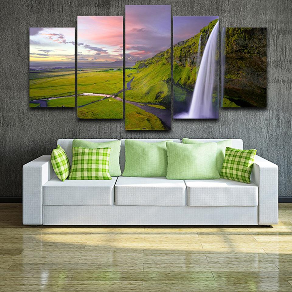 Seljalandsfoss Landscape Iceland Waterfall – Nature Canvas Wall Art