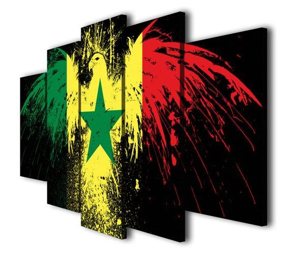 Senegal Flag Eagle – Abstract Canvas Wall Art