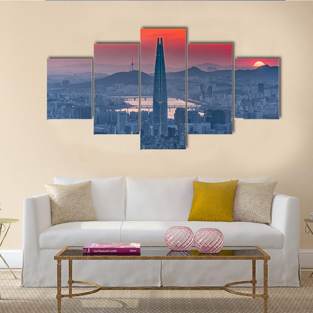 Seoul City Skyline At Sunset – Nature Canvas Wall Art