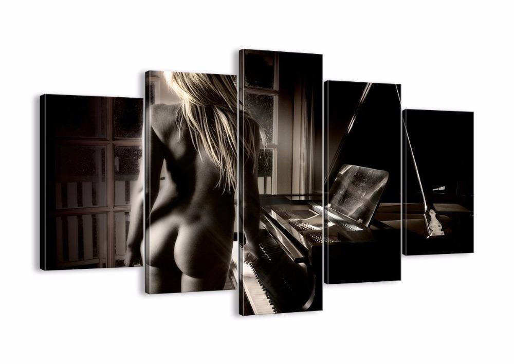 Sexy Beauty Woman And Piano – Abstract Canvas Wall Art