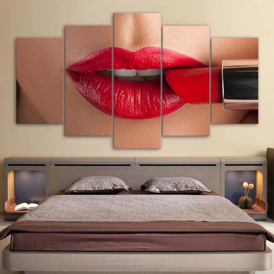 Sexy Lip With Red Lipstick – Abstract Canvas Wall Art