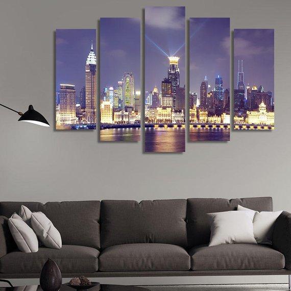Shanghai China Night View – Nature Canvas Wall Art