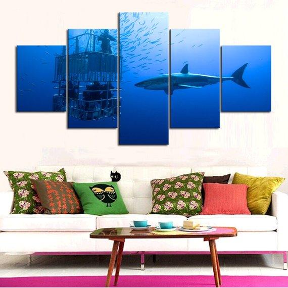 Shark Cage Dive 01 – Animal Canvas Wall Art