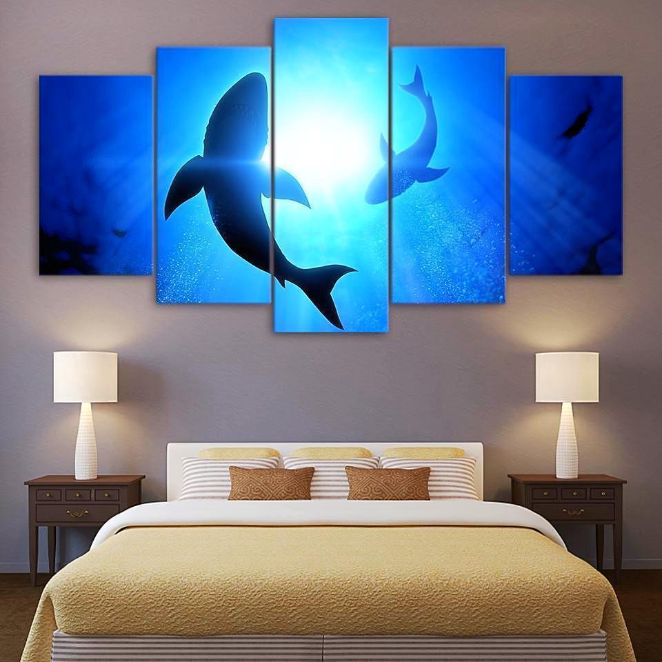 Shark In The Blue Sea Ocean – Canvas Wall Art