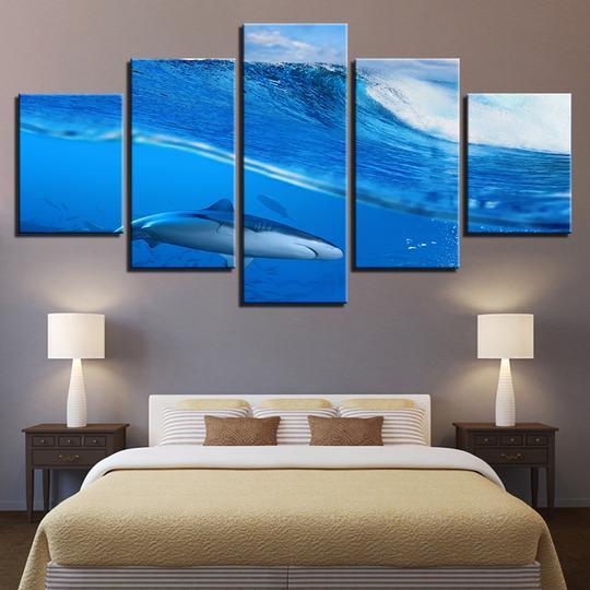 Shark In The Water – Space Canvas Wall Art