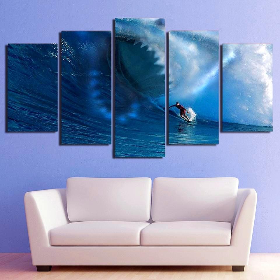 Shark Surf The Waves – Ocean Canvas Wall Art